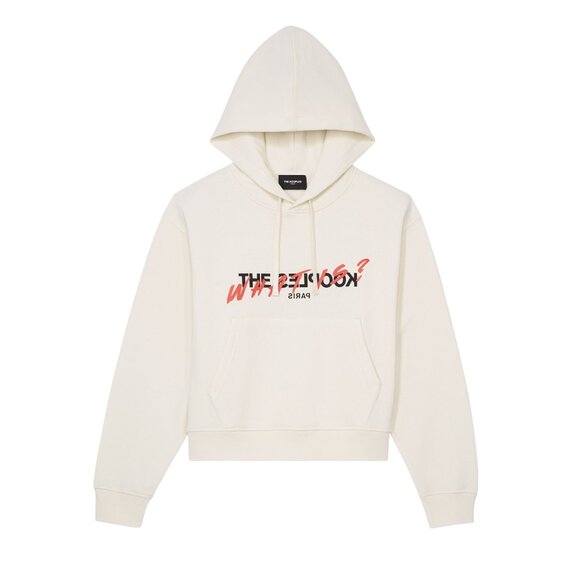 Kooples Womens White Printed Hoodie w Drawstring & Kangaroo Pocket Cotton $240 - Picture 1 of 9